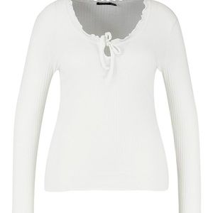Boohoo Plus Soft Rib Ruffle Sweater